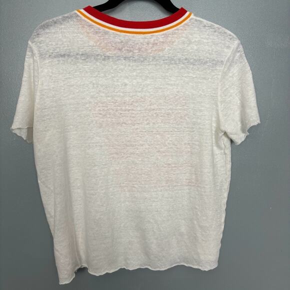 Zara W/B ‘How To Be Icon’ Graphic Tee Red Ringer White Shirt Women’s Large - Picture 2 of 5